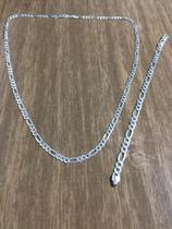 Conj. Corrente/pulseira Prata Maciça 925 Masculina 60cm 20cm
