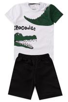 Conj Crocodilo - Camiseta M.M c/ Short em Tactel