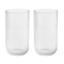 Conj De 2 Copos De Vidro Canelado Frisado 450ml Transparente