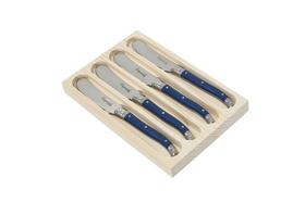 Conj de 4 facas laguiole de luxo para manteiga c/bandeja made,azul ma