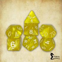 Conj. de 7 dados - Amarelo Marmorizado - RPG