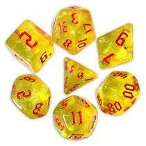 Conj. de 7 dados Iridescente - Amarelo - RPG