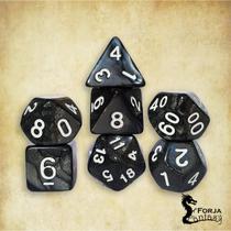 Conj. de 7 dados- Preto Marmorizado - RPG