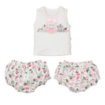 Conj. de bebê Regata C/ Tapa Fralda Suedine Liso/Suedine Estampado Bia Conj. de bebê Regata C/ Tapa Fralda Suedine Liso/Suedine Estampado Bia
