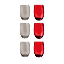 Conj de Copos Vidro 3-Cinza 3-Vermelho 450ml California Conj de Copos Vidro 3-Cinza 3-Vermelho 450ml California