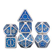 Conj. de dados Metálicos Azul com Prata - RPG Conj. de dados Metálicos Azul com Prata - RPG
