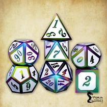 Conj. de dados Metálicos Branco Anodizado - RPG