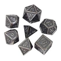 Conj. de dados Metálicos Prata Velha - RPG