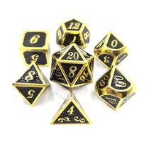 Conj. de dados Metálicos Preto com Dourado - RPG Conj. de dados Metálicos Preto com Dourado - RPG