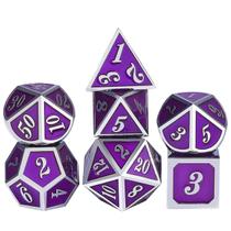 Conj. de dados Metálicos Roxo com Prata - RPG Conj. de dados Metálicos Roxo com Prata - RPG