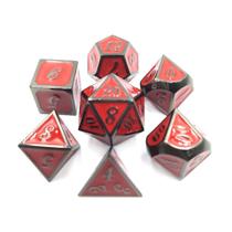 Conj. de dados Metálicos Vermelho com Prata - RPG