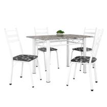 Conj De Mesa Com 4 Cadeiras 1,20m Branco/Granito Branco