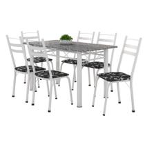 Conj De Mesa Com 6 Cadeiras 1,40m Granito/Branco Branco