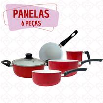 Conj de Panela Santiago Revestimento 6 Peças Lehaví Vermelho