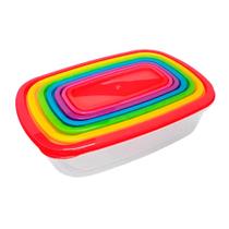 Conj. De Potes Retangulares Com Tampas Coloridas Freezer Conj. De Potes Retangulares Com Tampas Coloridas Freezer