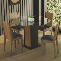 Conj. Débora Mesa Tampo De Vidro 4 Cadeiras Preto/Rustic