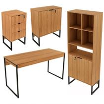 Conj Escritorio 4 Pçs Office Amendoa Preto Amendoa Preto