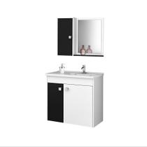 Conj Gabinete Munique 2074286 Banheiro Branco/Preto Fosco