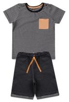 Conj Infantil Masculino 1a3 anos Listrado Neutro Luxo Jeans