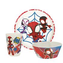 Conj. jantar Spider-Man bambu melamina Durável e sustentável c/ Spidey e amigos incríveis (3pçs)