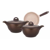 Conj. Jogo Panela Linha Belga 3 Peças Cerâmico Silicone Mta