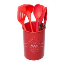 Conj Lyor 5 Utensílios p/ Cozinha de Silicone C/ Suporte Vm