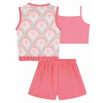 Conj.Menina Trio Kukie Top Cropped em Canelado Colete e Shorts em Nylon Conj.Menina Trio Kukie Top Cropped em Canelado Colete e Shorts em Nylon