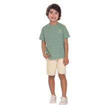 Conj.Menino Camisa Malha Sicilia e Bermuda Sarja -Verde/Areia