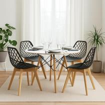 Conj Mesa Eames 90Cm Redondo Com 4 Cad Kayla Wood