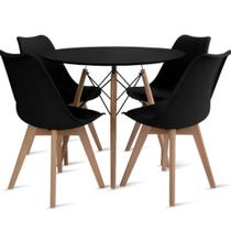 Conj Mesa Eames 90Cm Redondo Com 4 Cad Saarinen Wood TP Preto - Preto Conj Mesa Eames 90Cm Redondo Com 4 Cad Saarinen Wood TP Preto - Preto