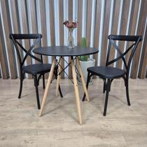 Conj Mesa Eames Dsw 70Cm Redondo Com 2 Cad Paris TP Preto - Preto Conj Mesa Eames Dsw 70Cm Redondo Com 2 Cad Paris TP Preto - Preto