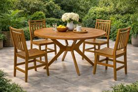 Conj mesa julia redonda 1,10 com 4 cadeiras madeira maciça eucalipto