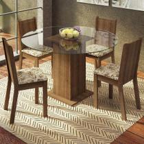 Conj. Mesa Tampo De Vidro 4 Cadeiras Rustic/lírio Bege