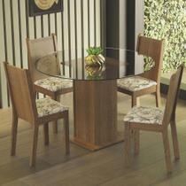 Conj. Mesa Tampo De Vidro 4 Cadeiras Rustic/lírio Bege Conj. Mesa Tampo De Vidro 4 Cadeiras Rustic/lírio Bege