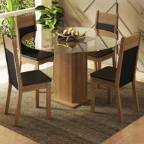 Conj. Mesa Tampo De Vidro 4 Cadeiras Rustic/Preto Conj. Mesa Tampo De Vidro 4 Cadeiras Rustic/Preto