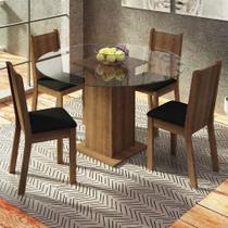 Conj. Mesa Tampo De Vidro 4 Cadeiras Rustic/Preto Conj. Mesa Tampo De Vidro 4 Cadeiras Rustic/Preto