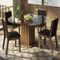 Conj. Mesa Tampo De Vidro 4 Cadeiras Rustic/Preto Conj. Mesa Tampo De Vidro 4 Cadeiras Rustic/Preto
