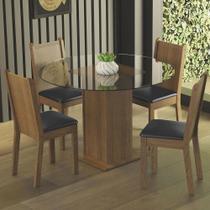 Conj. Mesa Tampo De Vidro 4 Cadeiras Rustic/Preto Conj. Mesa Tampo De Vidro 4 Cadeiras Rustic/Preto