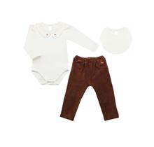 Conj mini bear body fem ml off white c gola det cogumelo calca marrom (1ao3) Conj mini bear body fem ml off white c gola det cogumelo calca marrom (1ao3)