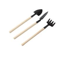 Conj Mini Ferramentas 3 Peças Metal Cabo Madeira Mini Jardim