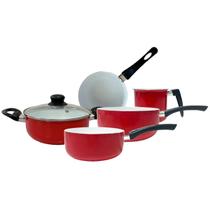 Conj Panelas com Revestimento Cerâmica 6 Peças Cor Vermelho