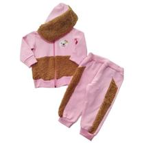 Conj. peluciado teddy menina rosa moletom tile&sul - p/g