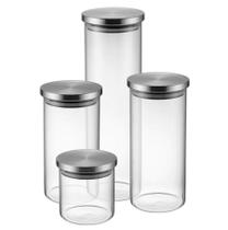 Conj. Potes de Vidro Electrolux C/ Tampa INOX - 4 - 41042357 Conj. Potes de Vidro Electrolux C/ Tampa INOX - 4 - 41042357