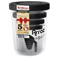 Conj Potes Mantimento Redondo C/ Rosca Nitron 4 Pç + Medidor