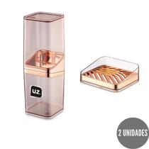 Conj Rose Gold Lavabo Porta Escova e Saboneteira Luxo Pia