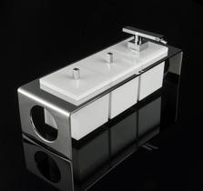 Conj saboneteira liquida e porta objetos pol/bra vintage zen