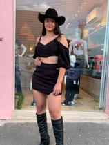 Conj. saia e cropped preto tam: m