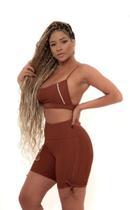 CONJ SHORT FITNESS LIRIS TAMANHO:MCor:Brown