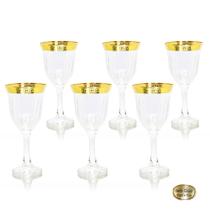 Conj Taças Agua Cristal Italiano Ouro Prensado Grego Cristal Conj Taças Agua Cristal Italiano Ouro Prensado Grego Cristal