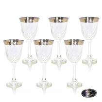 Conj Taças pra Vinho Cristal Italiano Lapidado Prata Conj Taças pra Vinho Cristal Italiano Lapidado Prata